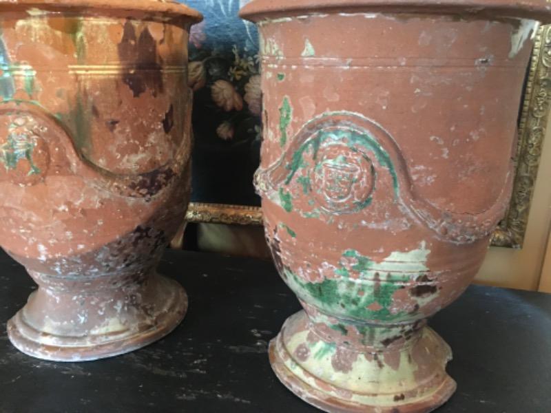 Deux paires de vases d’Anduze en l’état XIX ème (manques et accidents )