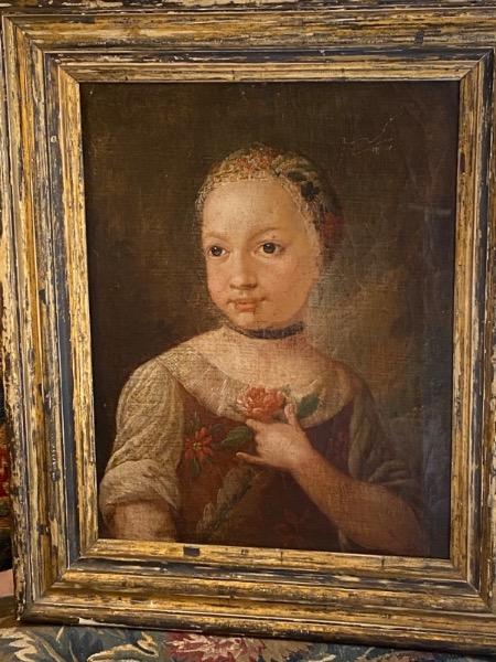 HSToile portrait d’une jeune fille de qualité d’époque 18 ème