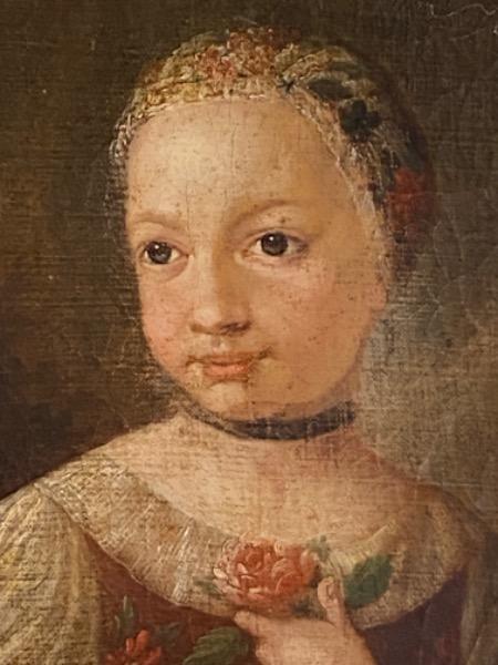 HSToile portrait d’une jeune fille de qualité d’époque 18 ème